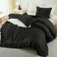 thumbnail image 6 of Ruffle Comforter Set Queen Size,Shabby Chic Boho Bedding Sets, Soft Fluffy Comforter Sets for All Season,Vintage Ruffled 3 Pcs Microfiber Lightweight Quilt Set for Home Decor, 6 of 10