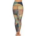 thumbnail image 2 of Women's High Waisted Yoga Leggings with Pockets，Colored Grid Geometry，Tummy Control Non See Through Workout Athletic Running Yoga Pants, 2 of 6