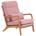 thumbnail image 4 of EasingRoom Solid Wood Armrest Accent Chair, High Back Fabric Upholstered Lounge Chairs, Living Room Furniture Pink, 4 of 11