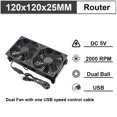 thumbnail image 1 of DC 5V USB 120mm 140mm DIY Router Fan 80mm W/Controller & Protective Net Desktop Cooling Fan 92mm TV Box Dual Ball Cooler 1225BSpeedController, 1 of 6