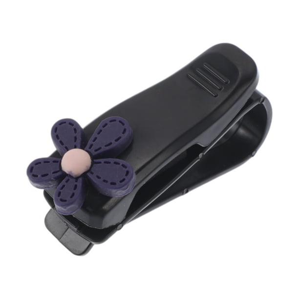 Clip para gafas de sol de coche Unique Bargains, soporte universal para parasol, ABS negro 7x2.5cm 1 Pcs