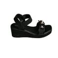 thumbnail image 2 of Sandals for Women 2025, Xunlbb Spring And Summer New Fish Mouth Broken Flower Beach Thick Bottom Elastic Set Foot With Wedge Sandals(Black,Size:36), 2 of 4