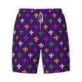 thumbnail image 4 of Lsque Mens Swim Trunks Purple Mardi Gras Pattern - Bathing Suit Compression Liner - Beach Swim Shorts Swimwear - (S-3XL) - Stretch Quick Dry -Large, 4 of 9