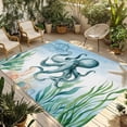 thumbnail image 2 of Outdoor Rug 5x7 ft Sea Octopus Compass Waterproof Outdoor Patio Rug Mat Non Slip Outside Area Rugs Carpet for RV,Camping,Porch,Deck,Pool,Balconybackyard,Bule Sea Starfish Seaweed, 2 of 9