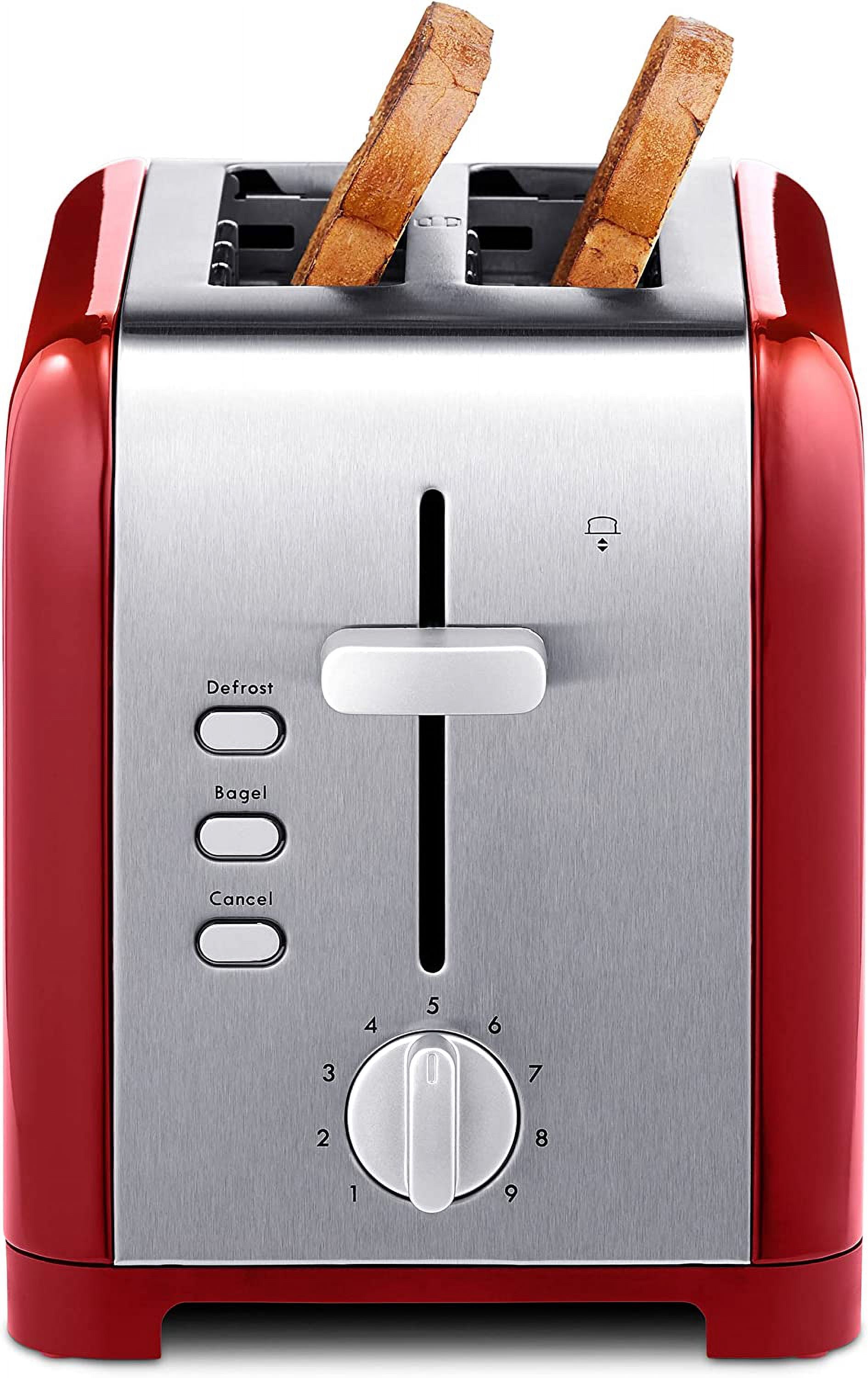 Kenmore 2-Slice Red Stainless Steel Toaster, Wide Slot, Bagel/Defrost