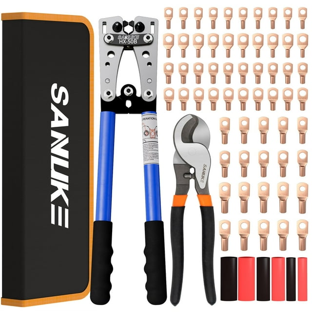 Kit de herramientas para prensar terminales de cables de batería Sanuke con cortador, 60 piezas