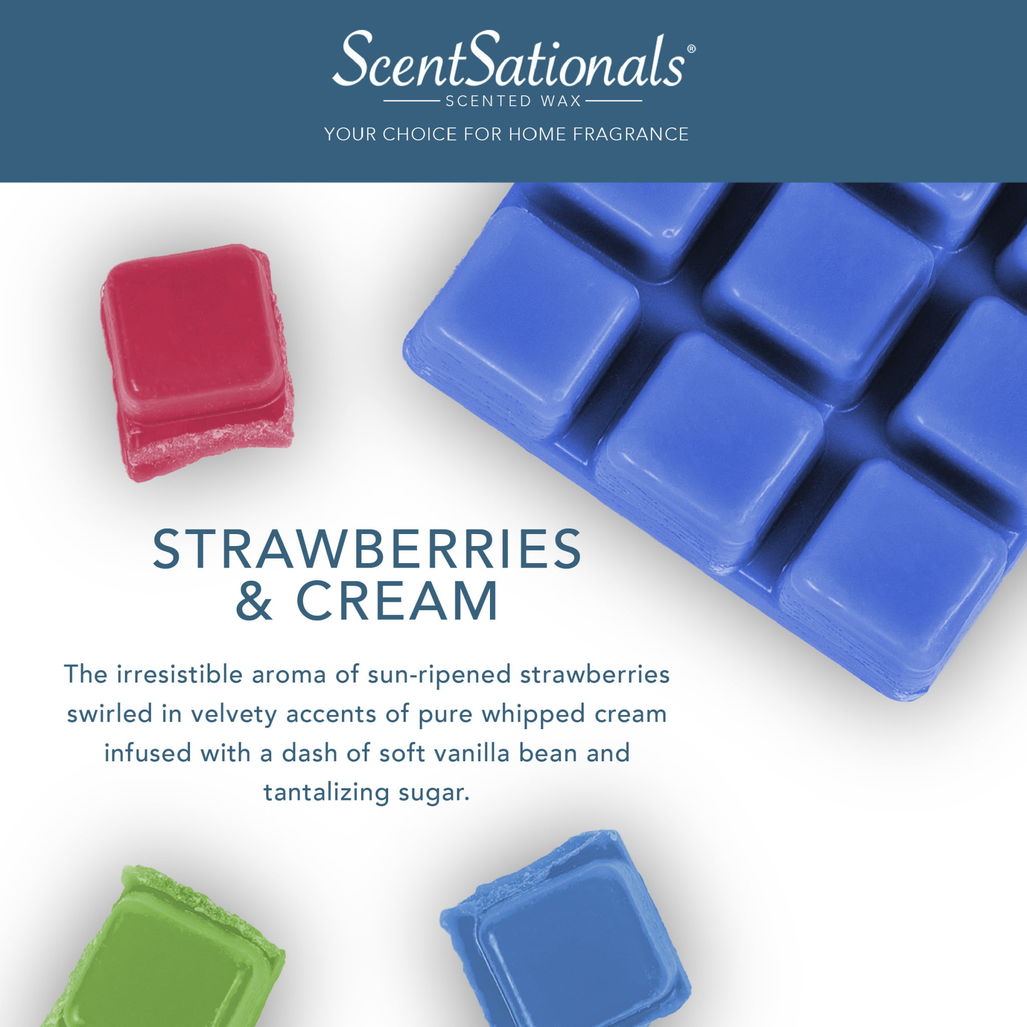  Scentsationals Scented Wax Cubes - Strawberries & Cream - Fragrance  Wax Melts Pack, Electric Home Warmer Tart, Wickless Candle Bar Air  Freshener, Spa Aroma Decor Gift - 2.5 oz: Home & Kitchen