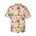 thumbnail image 4 of Xecao Groovy Daisy Flowers print Hawaiian shirt - a stylish short-sleeve button-down for men, perfect for casual beach and tropical outings., 4 of 9