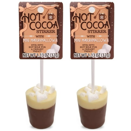Hot Chocolate Stirrer with Mini Marshmallows, Holiday Stocking Stuffer, Pack of 2, 1.13 Ounces Each