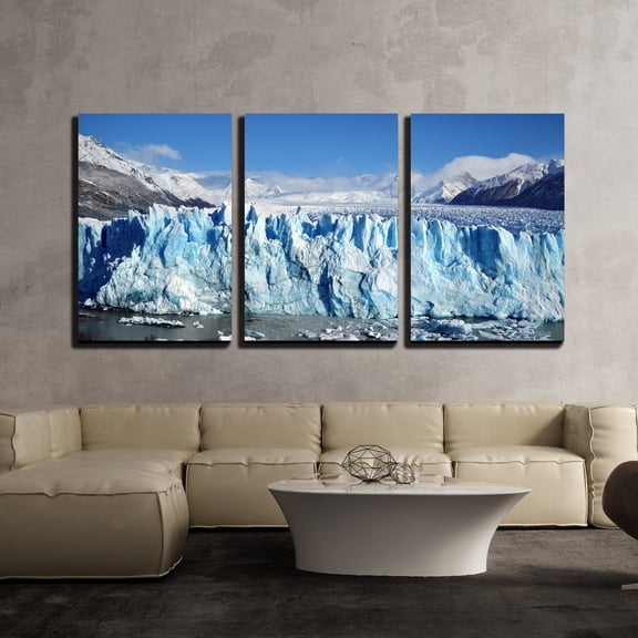 wall26 - 3 Piece Canvas Wall Art - Glacier Landscape and Iceberg - Modern Home Art Stretched and Framed Ready to Hang - 24"x36"x3 Panels
