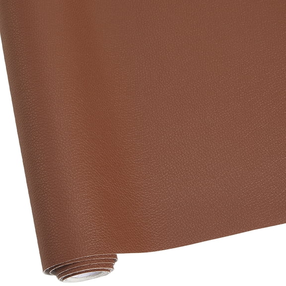 54 x 12 Inch 0.6mm Brown Waterproof Vinyl Fabric Soft PU Leather Roll Big Lychee Grain Microfiber Leather Upholstery Sheet for DIY Sewings Crafts