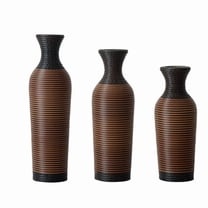 Set of 3 Brown Decorative Floor Vase,Tall Vintage PVC Vase for Living Room Glazed Extra Large for Artificical Flowers, Freestanding Flower Holder