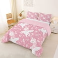 thumbnail image 2 of Metsweet Pink Unicron Full Size Comforter Sets 3-Piece, Butterfly Flowers Bedding Comforter Set, Light Pink White,Pink Reversible,1 Comforter and 2 Pillowcases, 2 of 6
