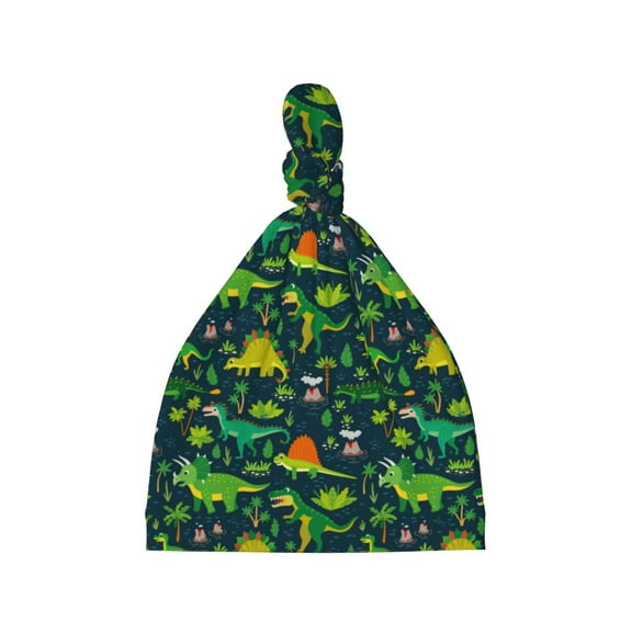 Picia Dinosaurs and Tropical Leaves and Flowers Printed Preemie Hats for Baby Girls Cotton Premature Knot Hats Newborn Hospital Cap Warm Knot Beanie Nicu for Preemie Girls and Boys