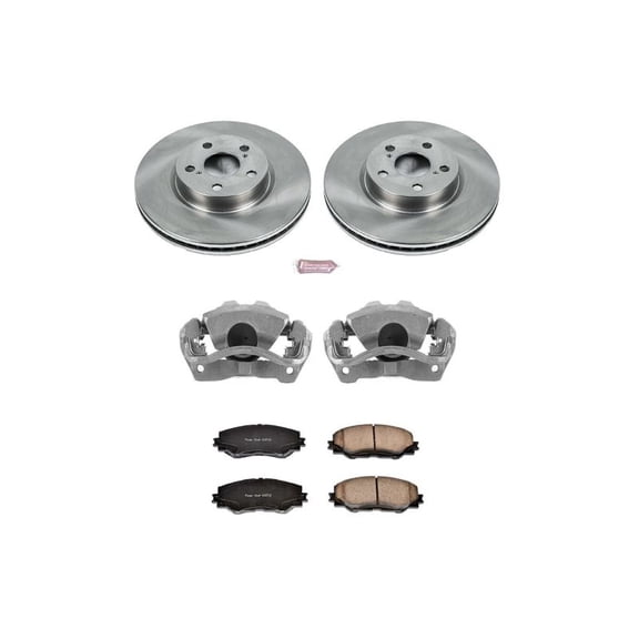 PowerStop Front Stock Replacement Brake Pad and Rotor Kit with Calipers Fits: PONTIAC SCION TOYOTA Select Models KCOE4669