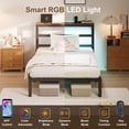 thumbnail image 5 of E-motie Twin Size Bed Frame with Storage Headboard, Heavy Duty Platform Bed Frame with Charging Station and LED Light, Easy to Assemble, No Box Spring Required, Black, 5 of 8