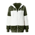 thumbnail image 4 of wycnly Plush Coat for Women Womens Fluffy Fleece Coat Plus Size Fashion Color Block Hooded Outerwear Open Front Zip Cozy Fuzzy Furry Sweatshirt Coats with Pocket Winter Plush Coat, 4 of 5