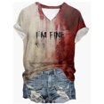 thumbnail image 1 of I'M FINE Halloween T-shirts and Halloween Dresses, Bloody T-shirts Women's Round/V Neck Halloween Tops, 1 of 2