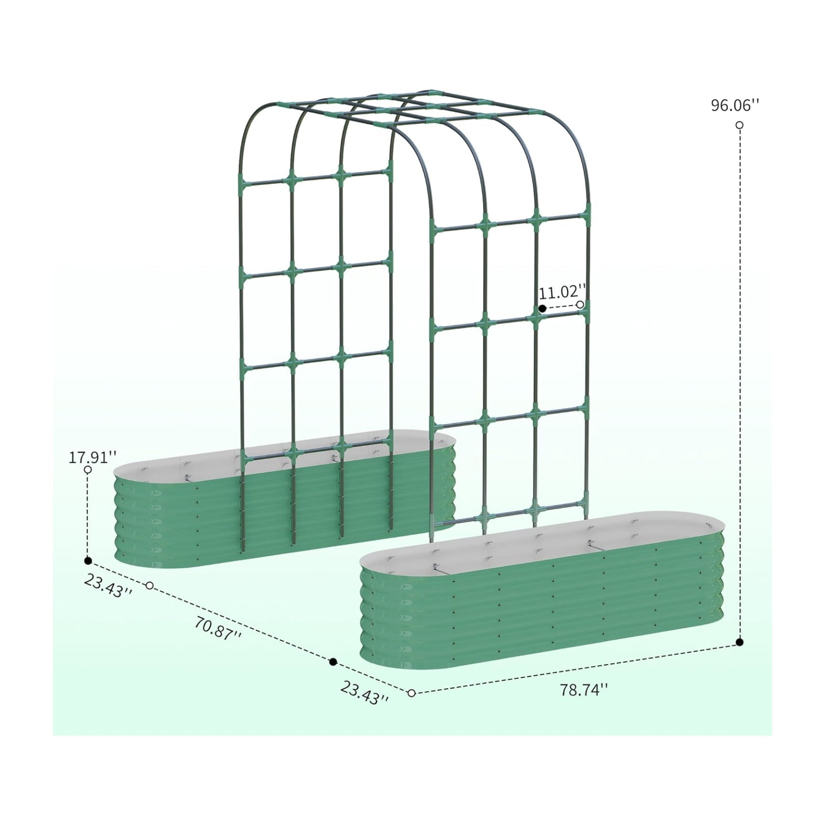 Steel Raised Garden Bed Kit with 89" Rust-Proofs Trellis Arch - 2 in 1 Vertical Gardening System for Climbing Plants & Flowers | Heavys-Duty Outdoor Planter Box Tool-Free Assembly