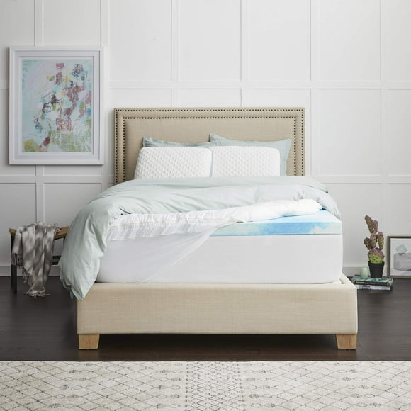 4" SealyChill™ Gel + Comfort Memory Foam Mattress Topper with Pillowtop Washable Allergen Resistant Cover, Queen (F02-00161-QN0) , White