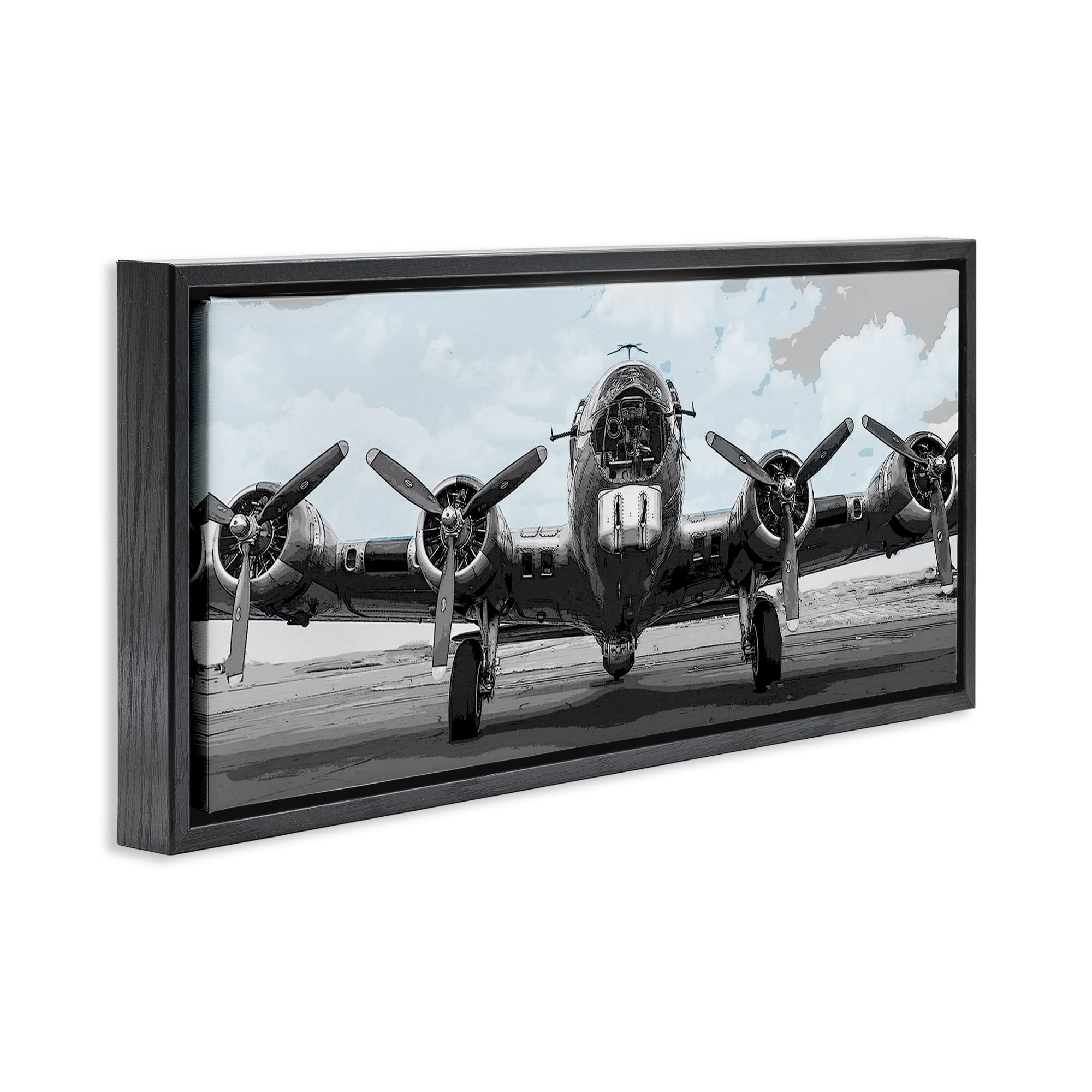 Stupell Industries Historic Aviation Aircraft Black Framed Floater Canvas Wall Art, design by Kim Allen