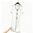 thumbnail image 4 of Blmnix Nightgown for Women Lightweight Nightgowns Sleepshirts Bamboo Nightgown Sleep Dress V-Neck White Long Short Sleeve Moo Moo Nightgown, 4 of 5