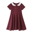 thumbnail image 3 of Girls Dresses Kids Toddler Baby Spring Summer Solid Color Short Sleeve Dress Party Princess Dress Size 7 Y-8 Y, 3 of 7