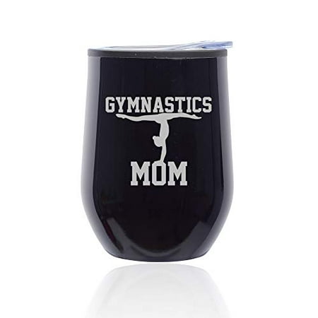 

Stemless Wine Tumbler Coffee Travel Mug Glass with Lid Gymnastics Mom (Midnight Black)