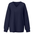 thumbnail image 5 of Liuinsasek V Neck Oversized Drop Soulder Sweatshirt for Women Solid Pullover Comfortable Top Fashion Casual Long Sleeve Winter clothes, 5 of 8