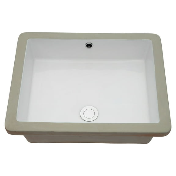 20"x15.5" White Ceramic Rectangular Undermount Bathroom Sink with Overflow