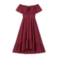 thumbnail image 6 of KICILVS Victorian Dress for Women Color Block Square Neck Bell Sleeve Tie Front Flared Maxi Length Party Dress Gown Purple, 6 of 7