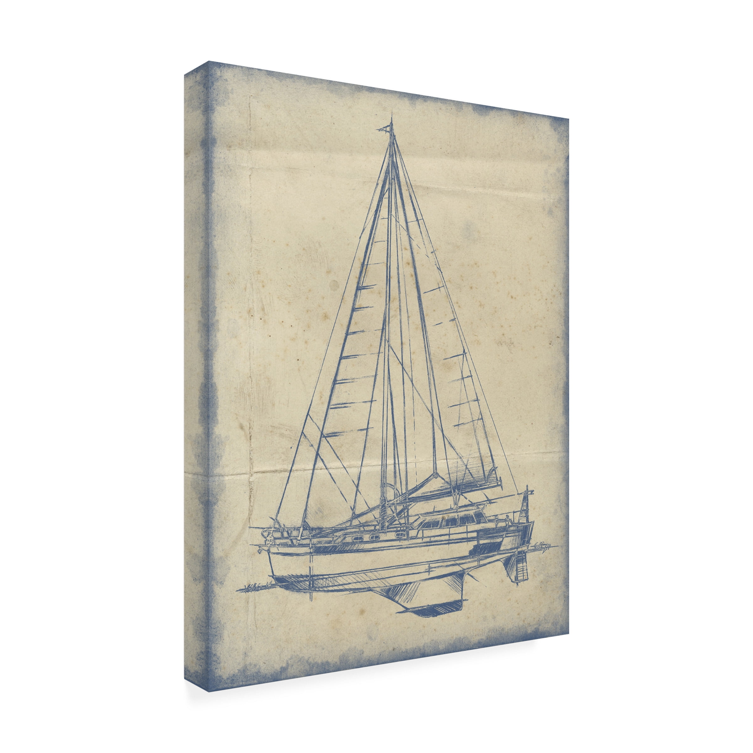Ethan Harper 'Yacht Blueprint I' Canvas Art