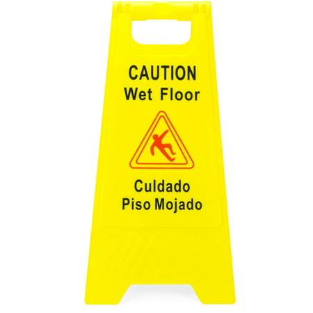 Yellow Caution Wet Floor Sign, 2-Sided Bilingual Warning – Slip & Fall ...