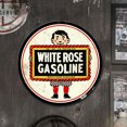 thumbnail image 3 of Placa Metal Vintage Rosa Blanca Gasolina Pintura Redonda Hierro Arte La Pared 30x30cm, 3 of 9