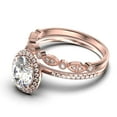 thumbnail image 4 of Bridal Ring Set Art Deco 2.25 Carat Oval Cut Diamond Moissanite Engagement Ring, Wedding Ring in 10k Solid Rose Gold, Gift For Her, Gift For Woman, Promise Ring, Anniversary Gift, 4 of 4
