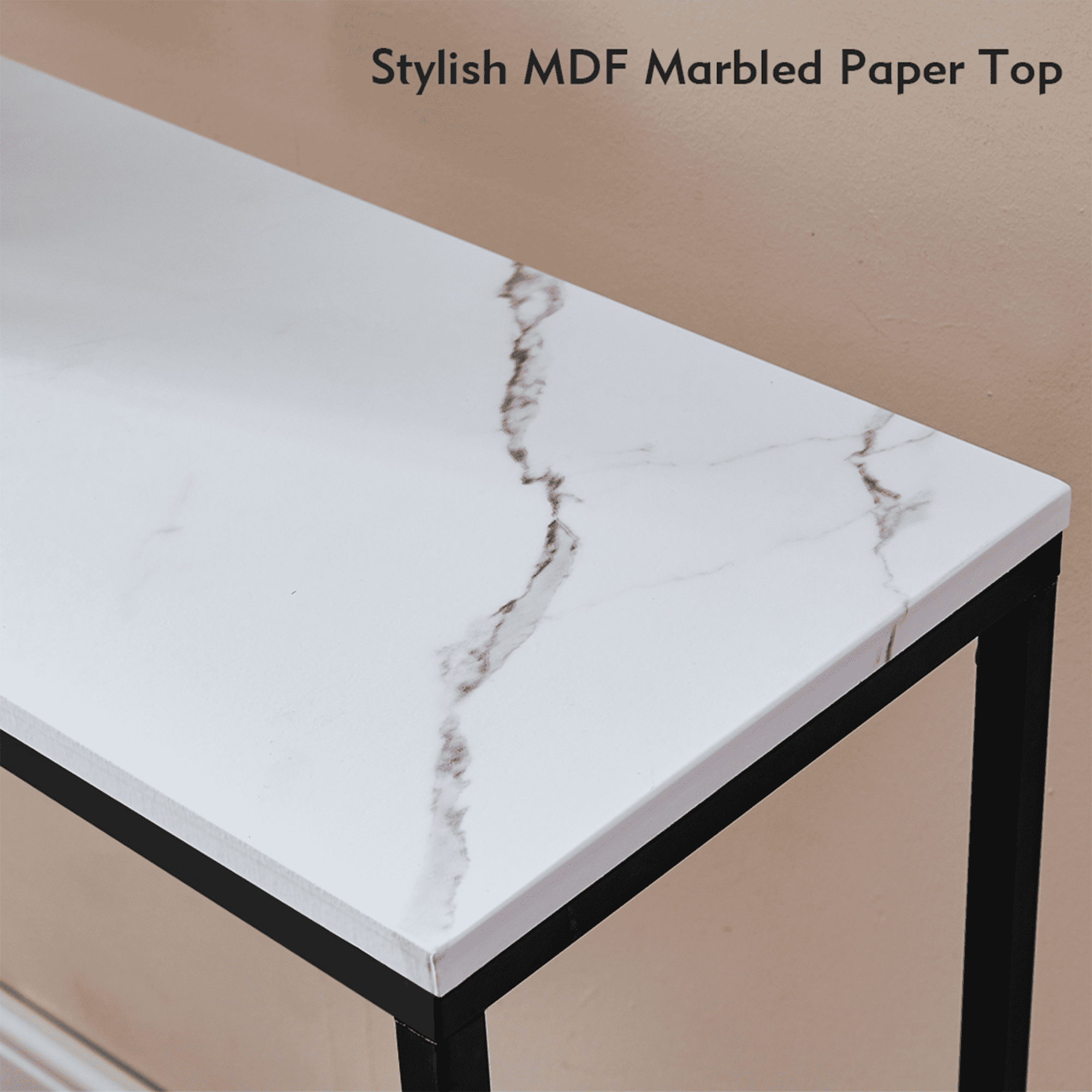 BTMWAY Small Entryway Table with Marble Top & Metal Frame