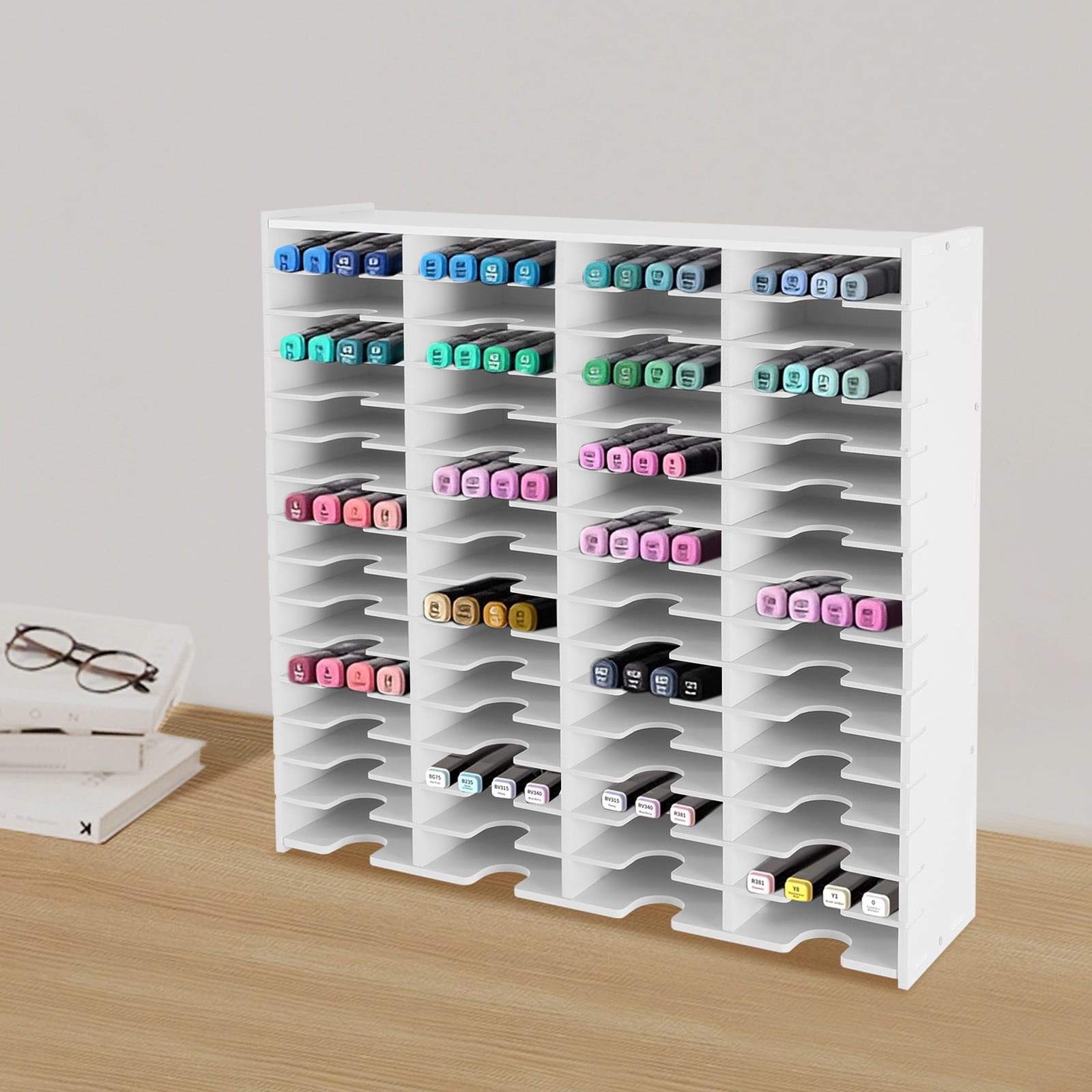 60-Slot PVC Sheet Storage Holder Stamp Pad Organizer Ink Pad Storage Rack White