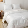 thumbnail image 4 of 600TC Egyptian Cotton Duvet Cover California King Size Sateen Weave, Silky Soft and Breathable Bedding Set with Zipper Closure, Long Staple Cotton Bed Linen Pure White 3Pcs (104"×98"), 4 of 9
