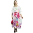 thumbnail image 4 of Bimba Women's Exclusive Floral Satin Long Kaftan Dress Designer Maxi Coverup-4, 4 of 4