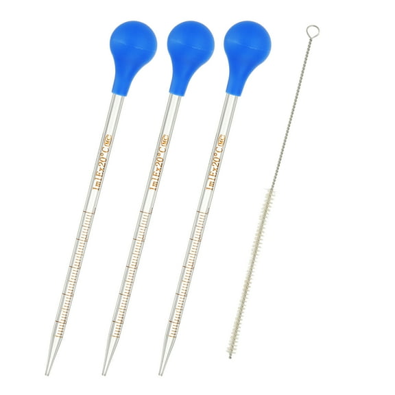 Uxcell Graduated Dropper Pipettes 4 Pcs 0.1ml Reusable Borosilicate Glass Pipette for Transfer Liquid for Laboratory, Chemistry, Clear