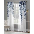 thumbnail image 5 of Blue Eucalyptus Semi Sheer Curtains 108 Inch Length 2 Panels Set, Weeping Botanical Leaf Watercolor Sheer Kitchen Curtain Privacy Voile Window Curtain for Living Room Bedroom Rod Pocket Drapes, 5 of 7
