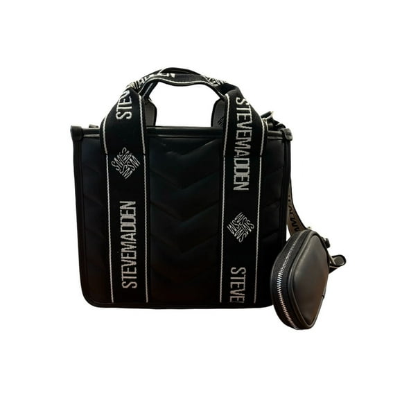 Bolsa tote Steve Madden color negro Nylon acolchado, con asa desmontable y monedero pequeño incluido, 2 compartimentos internos.