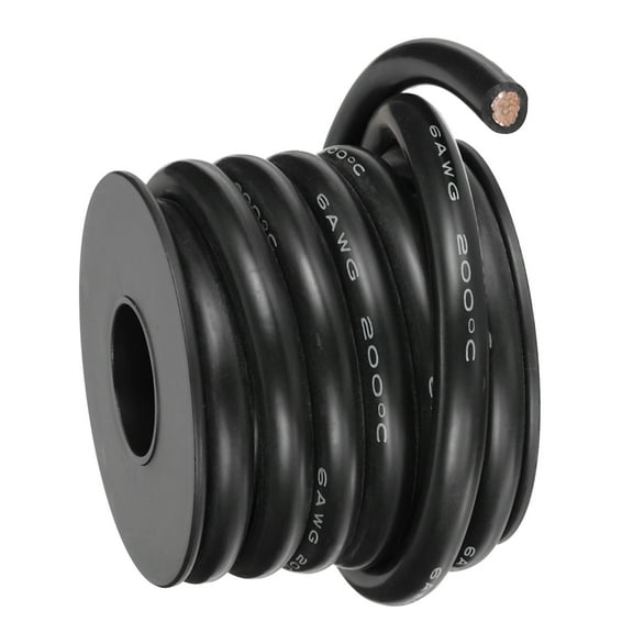 Uxcell 6 AWG Flexible Silicone Wire 3m/10ft Tinned Copper Electrical Wire Black