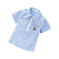 thumbnail image 2 of Lilgiuy Boys Dress Shirts Cute Sailboat Graphic Button Down Shirt Short Sleeve Lapel Collar Summer Casual Clothes Toddler Solid Color Shirt for School Performance(Light Blue,8-9 Years), 2 of 3