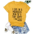 thumbnail image 4 of B91xZ Hauts Mignons pour Femmes Manches Courtes Col Rond Tunique Décontractée Blouse, Jaune TTG, 4 of 5