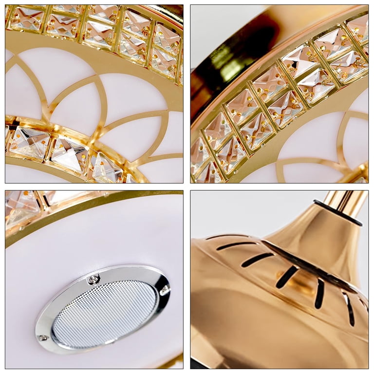 EFPERFECT 42 Inch Smart Retractable Gold Ceiling Fan With Bluetooth Speaker LED Light 3 Color 3 Speed Remote Control In The Ceiling Fans Department At