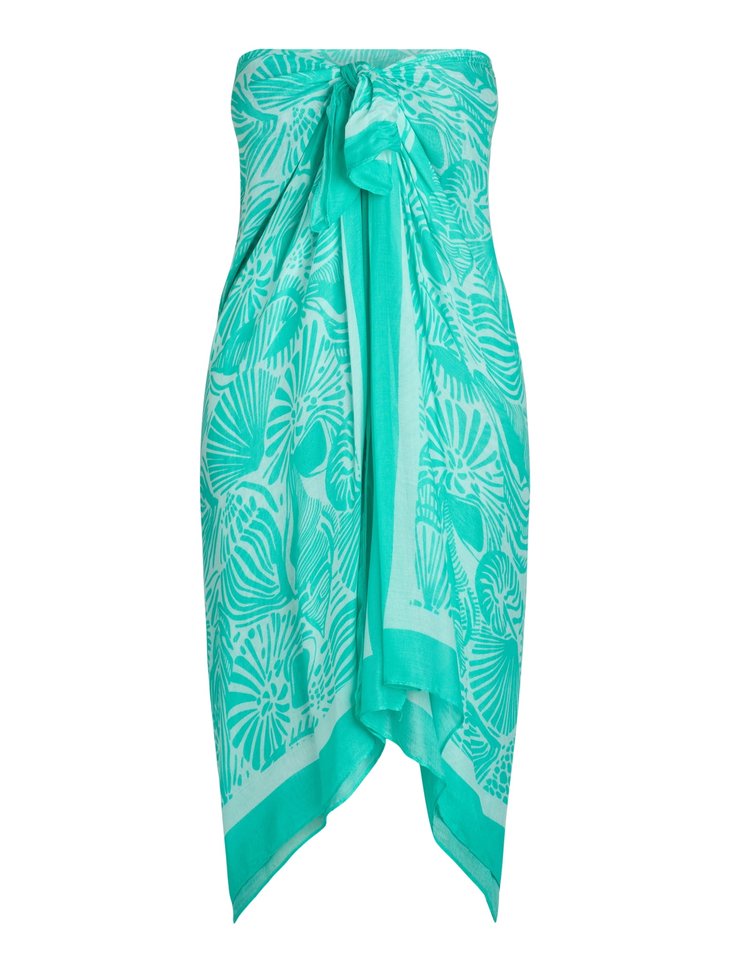 Time and Tru Women's Print Pareo, One Size, Green Waterfall