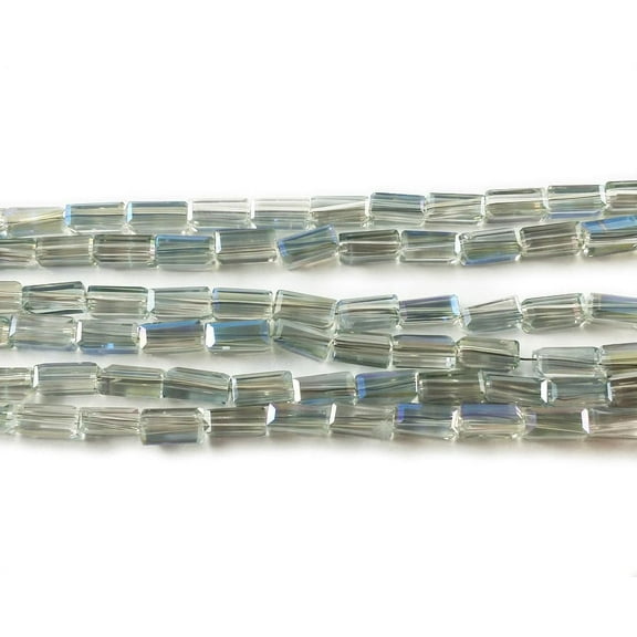 3x6.5mm Gray With Sea Blue Rainbow Ab Rectangle Glass Beads Genuine Gemstone Natural Jewelry Making