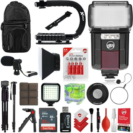 Image of Circuit City CC-125 Automatic Universal Flash w/ LED Video Light for Nikon DSLR Cameras Bundle with Opteka VM-8 Directional Mini-Shotgun Microphone for Cameras & Camcorders & Accessories (17 Items)