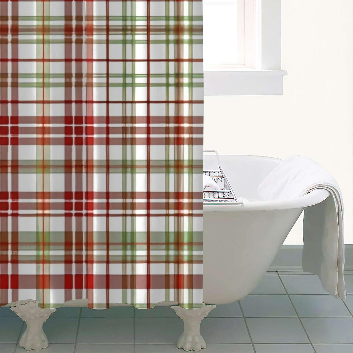 Multi Color Plaid Checkered Pattern Shower Curtain 36"x72" ,Bathroom Decorative Shower Curtains Set with 12 Hooks,Modern Waterproof Washable Shower Curtain